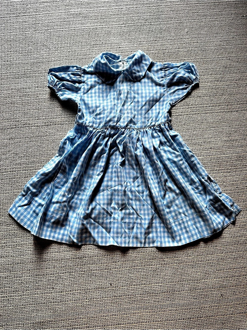 Vintage Girls Blue & White Gingham Dress